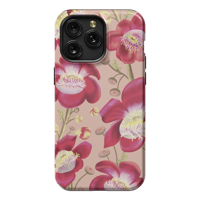 iPhone 15 Pro Max StrongFit Cannonball Tree Pattern - Blush by Anis Illustration