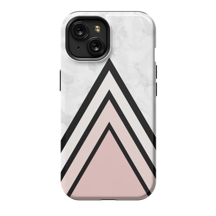 iPhone 15 StrongFit Black pink triangles by Jms