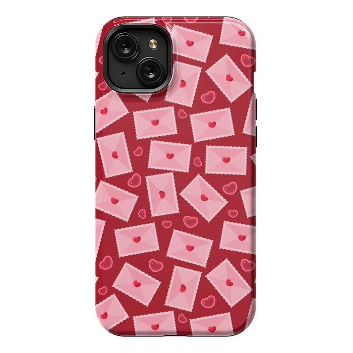 iPhone 15 Plus StrongFit PINK LOVE LETTERS  by MALLIKA