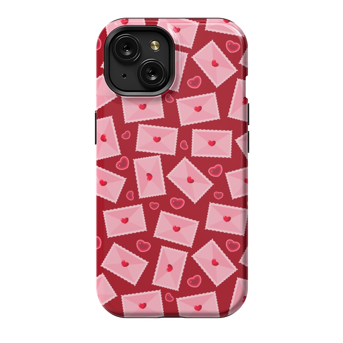 iPhone 15 StrongFit PINK LOVE LETTERS  by MALLIKA