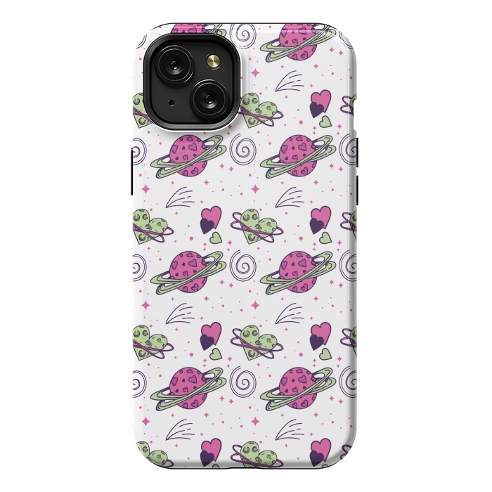 iPhone 15 Plus StrongFit PINK GREEN SPACE LOVE PATTERN by MALLIKA