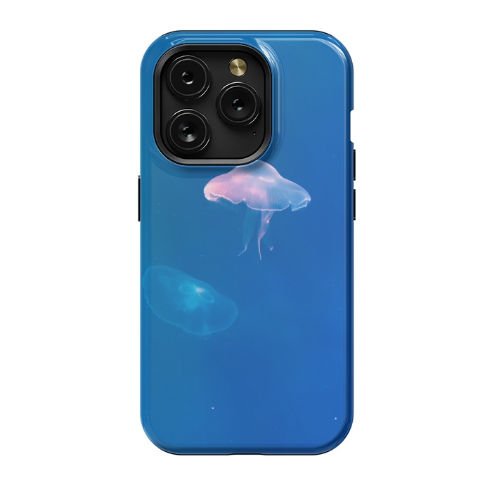 iPhone 15 Pro StrongFit White Jellyfish in Blue Water by Winston