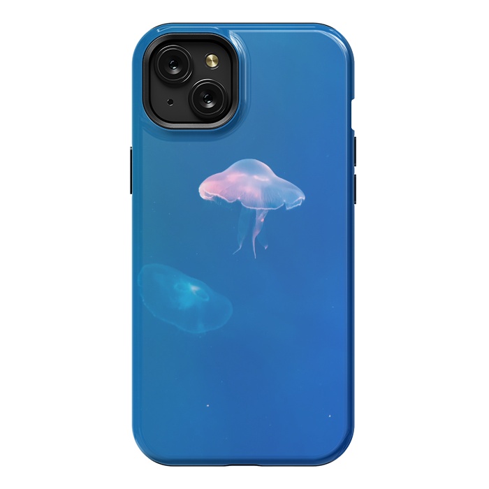 iPhone 15 Plus StrongFit White Jellyfish in Blue Water by Winston