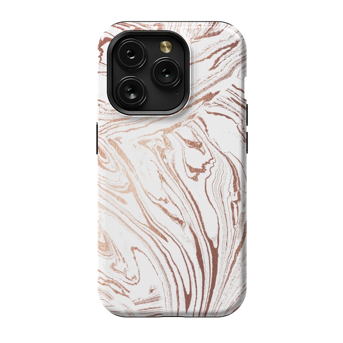 iPhone 15 Pro StrongFit White marble with rose gold details by Oana 