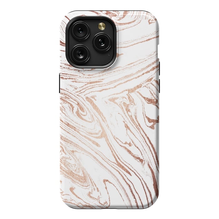 iPhone 15 Pro Max StrongFit White marble with rose gold details by Oana 