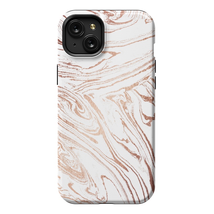 iPhone 15 Plus StrongFit White marble with rose gold details by Oana 