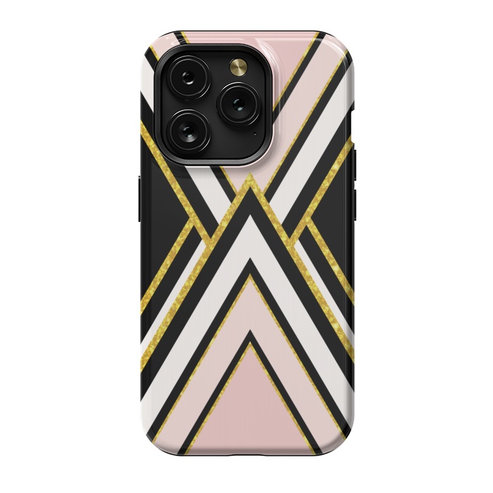 iPhone 15 Pro StrongFit Pink gold geometric by Jms
