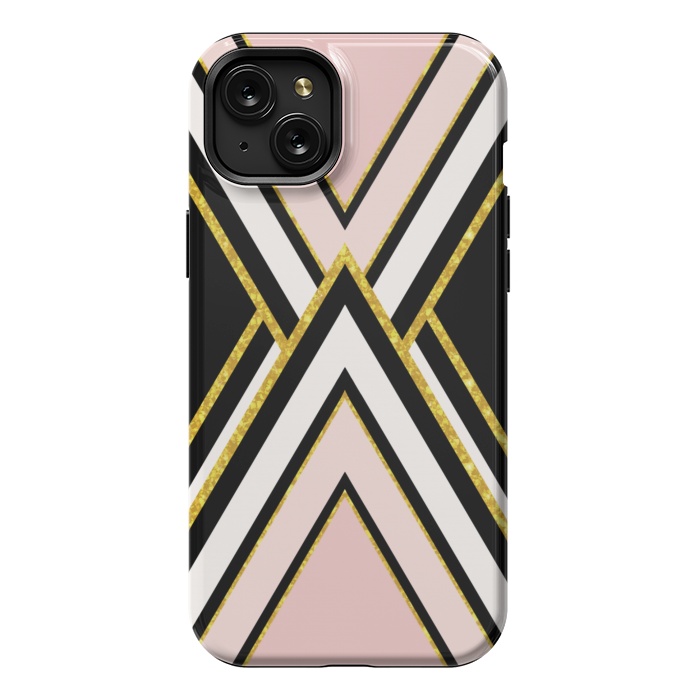 iPhone 15 Plus StrongFit Pink gold geometric by Jms