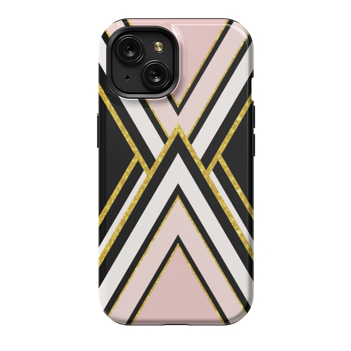 iPhone 15 StrongFit Pink gold geometric by Jms