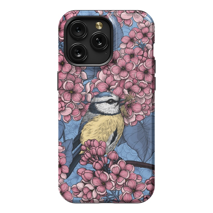 iPhone 15 Pro Max StrongFit Tit bird in the lilac garden by Katerina Kirilova