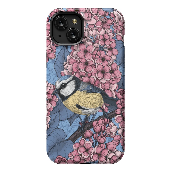 iPhone 15 Plus StrongFit Tit bird in the lilac garden 2 by Katerina Kirilova