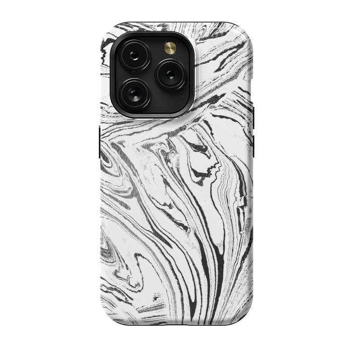 iPhone 15 Pro StrongFit White liquid marble paint by Oana 