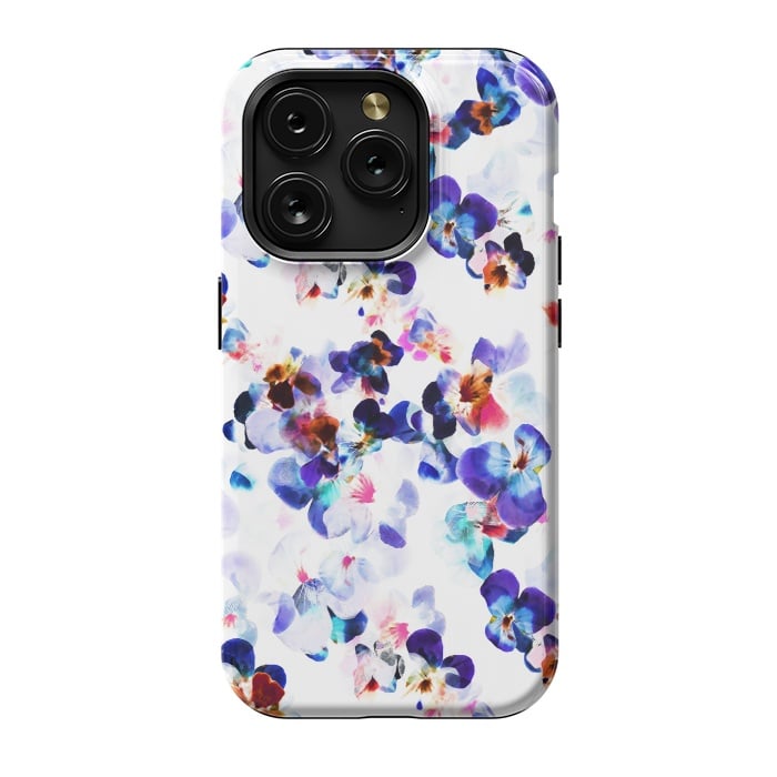 iPhone 15 Pro StrongFit Blue purple pansy petals by Oana 