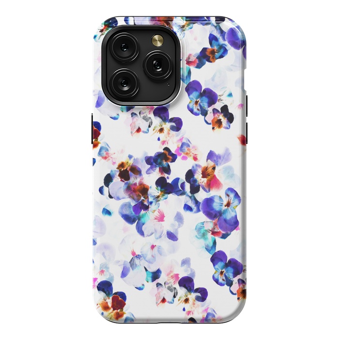 iPhone 15 Pro Max StrongFit Blue purple pansy petals by Oana 
