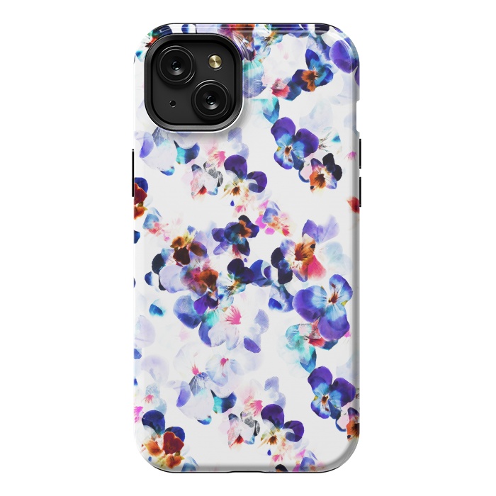 iPhone 15 Plus StrongFit Blue purple pansy petals by Oana 