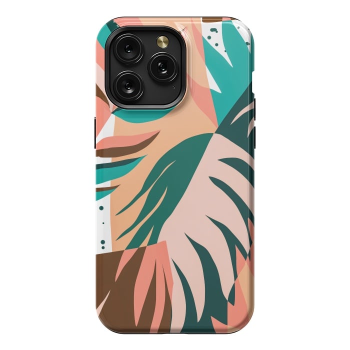 iPhone 15 Pro Max StrongFit Watching The Leaves Turn, Tropical Autumn Colorful Eclectic Abstract Palm Nature Boho Graphic Design by Uma Prabhakar Gokhale