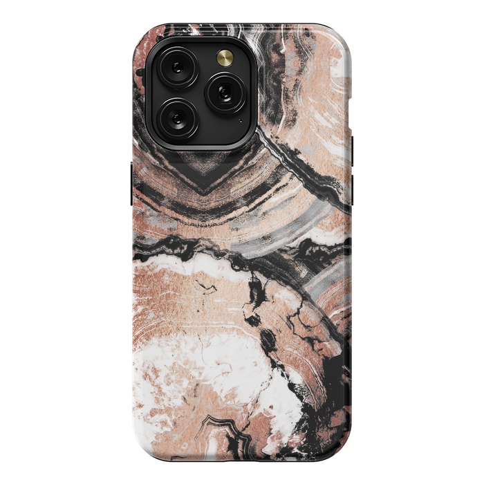 iPhone 15 Pro Max StrongFit Rose gold geode marble by Oana 