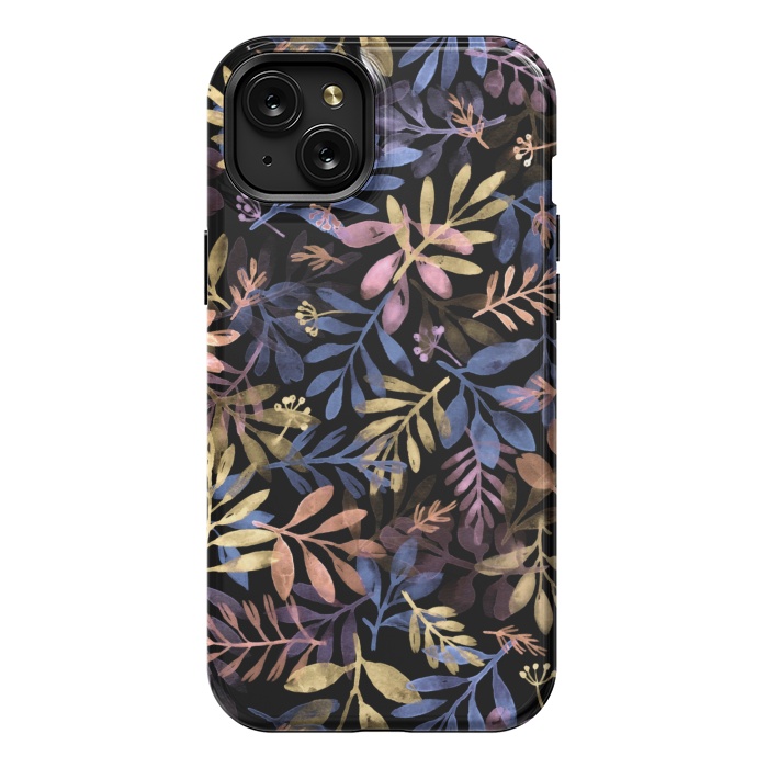 iPhone 15 Plus StrongFit colorful branches on a black background by Alena Ganzhela