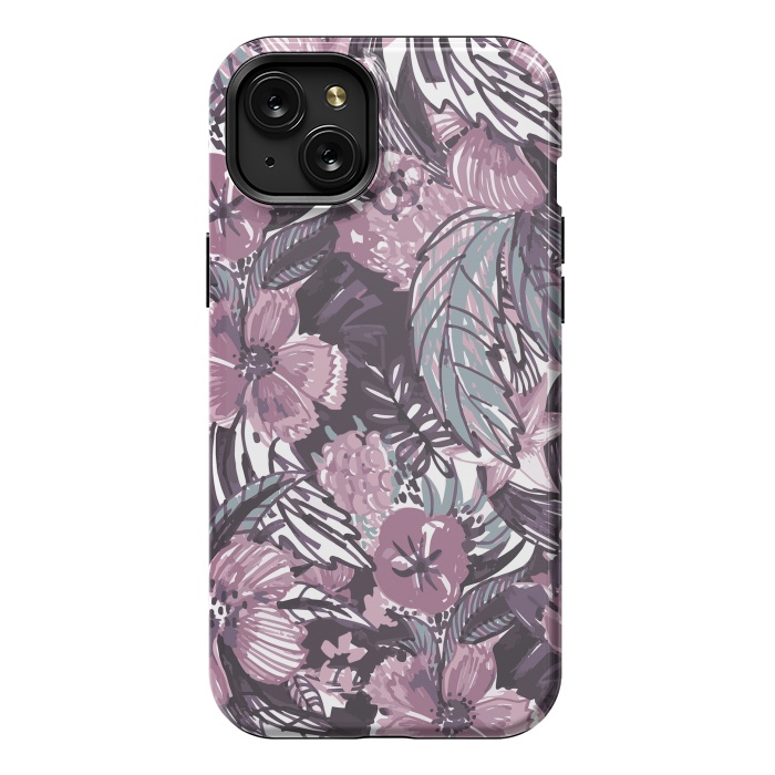 iPhone 15 Plus StrongFit Modern sketched flower bouquet by Oana 