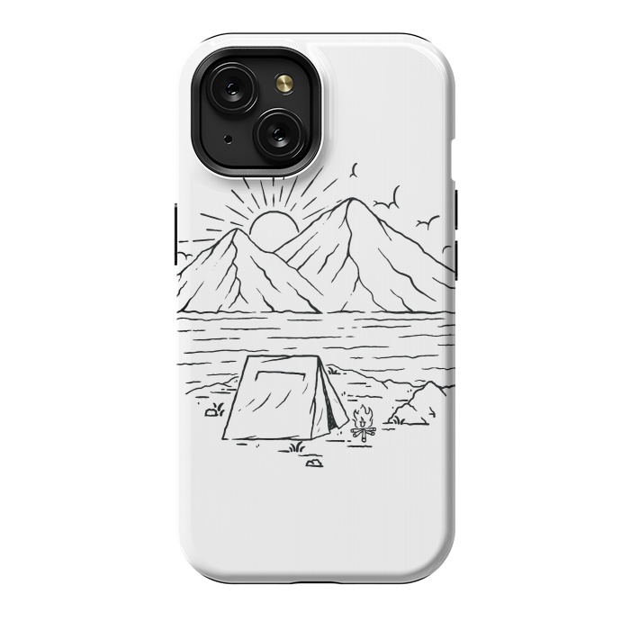 iPhone 15 StrongFit Camping Lake and Mountain by Afif Quilimo