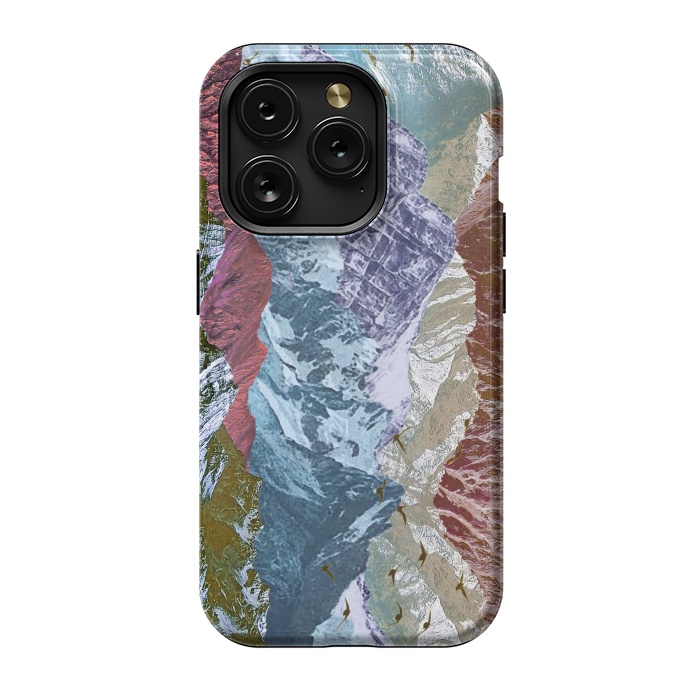 iPhone 15 Pro StrongFit Modern mountain landscape collage art by Oana 