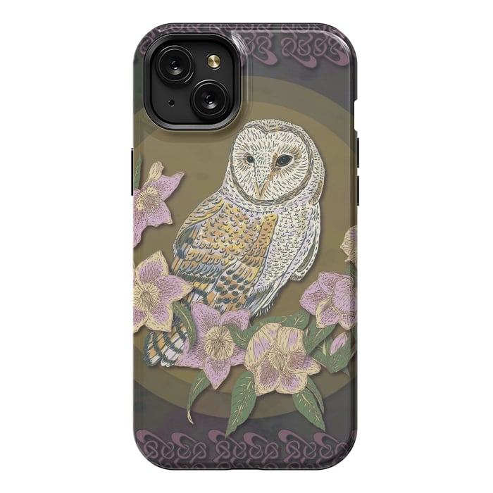 iPhone 15 Plus StrongFit Owl & Hellebore by Lotti Brown