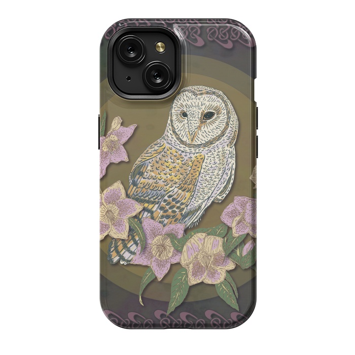 iPhone 15 StrongFit Owl & Hellebore by Lotti Brown
