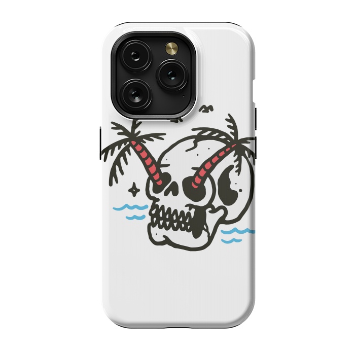 iPhone 15 Pro StrongFit Skull Coconut Trees by Afif Quilimo
