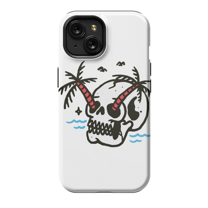 iPhone 15 StrongFit Skull Coconut Trees by Afif Quilimo