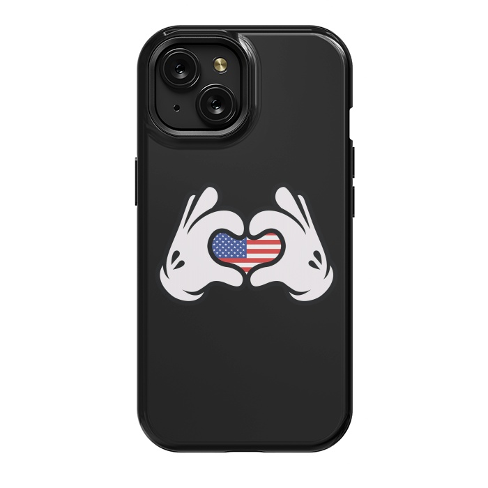 iPhone 15 StrongFit Hand Symbol of Love America by Afif Quilimo