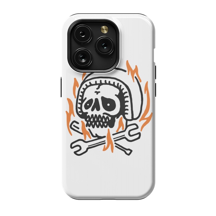 iPhone 15 Pro StrongFit Skull Biker Fire by Afif Quilimo