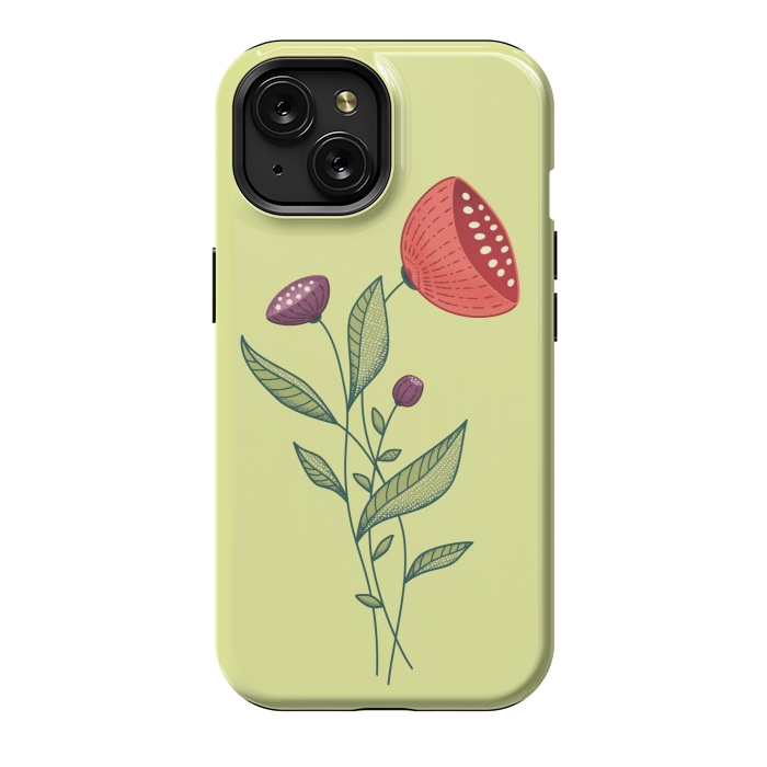 iPhone 15 StrongFit Spring Flowers Abstract Botanical Line Art by Boriana Giormova