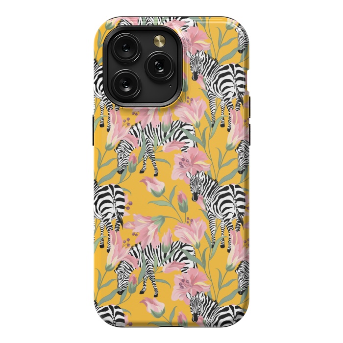 iPhone 15 Pro Max StrongFit Striped For Life | Zebra Mango Forest | Modern Bohemian Wildlife Jungle | Botanical Nature by Uma Prabhakar Gokhale