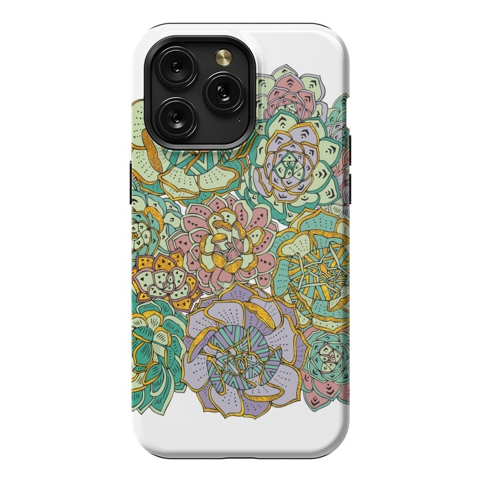 iPhone 15 Pro Max StrongFit Colorful Succulents by Pom Graphic Design