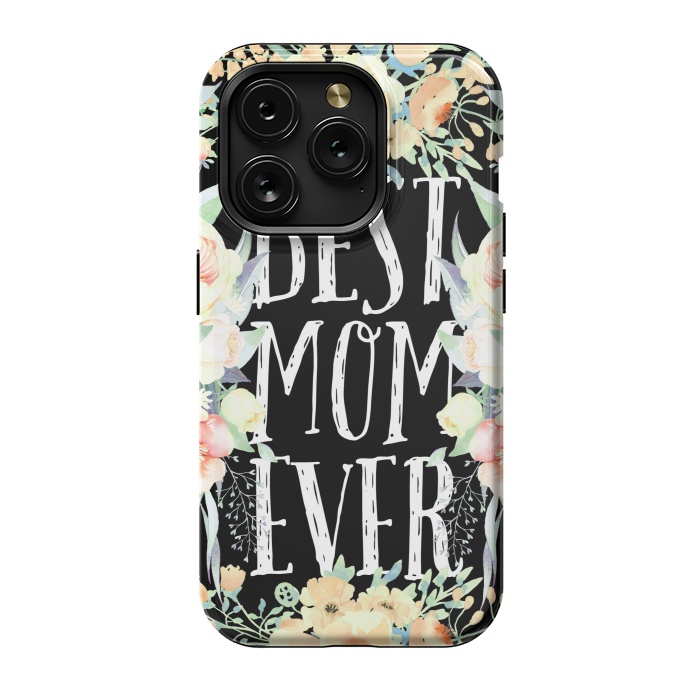 iPhone 15 Pro StrongFit Best mom spring watercolor flowers  by Oana 