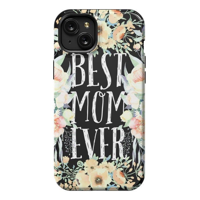 iPhone 15 Plus StrongFit Best mom spring watercolor flowers  by Oana 