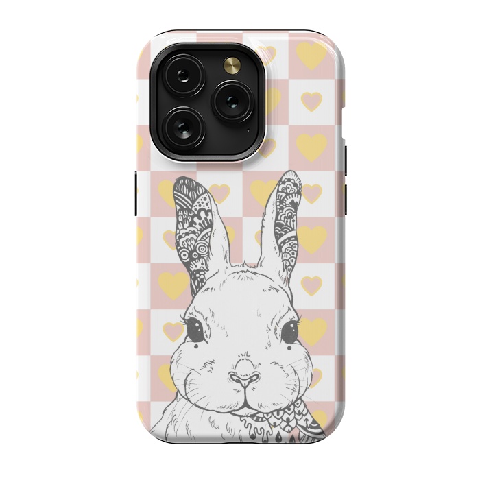 iPhone 15 Pro StrongFit Rabbit and yellow hearts Alice in Wonderland by Oana 