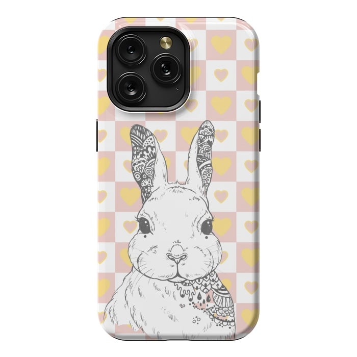 iPhone 15 Pro Max StrongFit Rabbit and yellow hearts Alice in Wonderland by Oana 