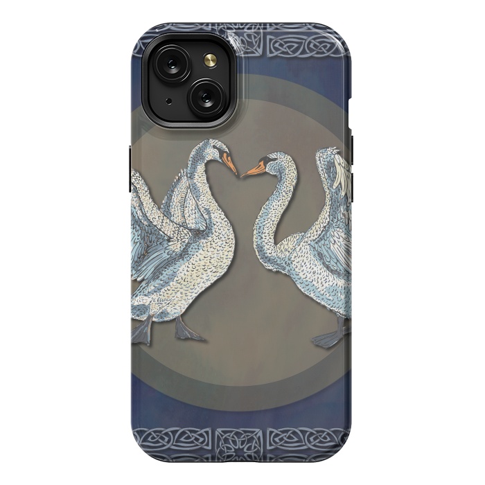 iPhone 15 Plus StrongFit Dancing Swans by Lotti Brown