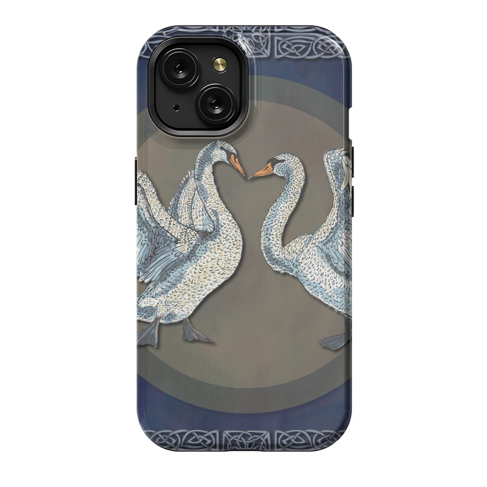 iPhone 15 StrongFit Dancing Swans by Lotti Brown
