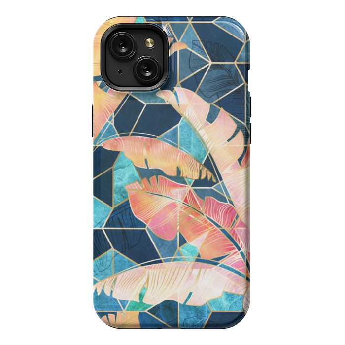 iPhone 15 Plus StrongFit Marbled Topical Sunset by gingerlique