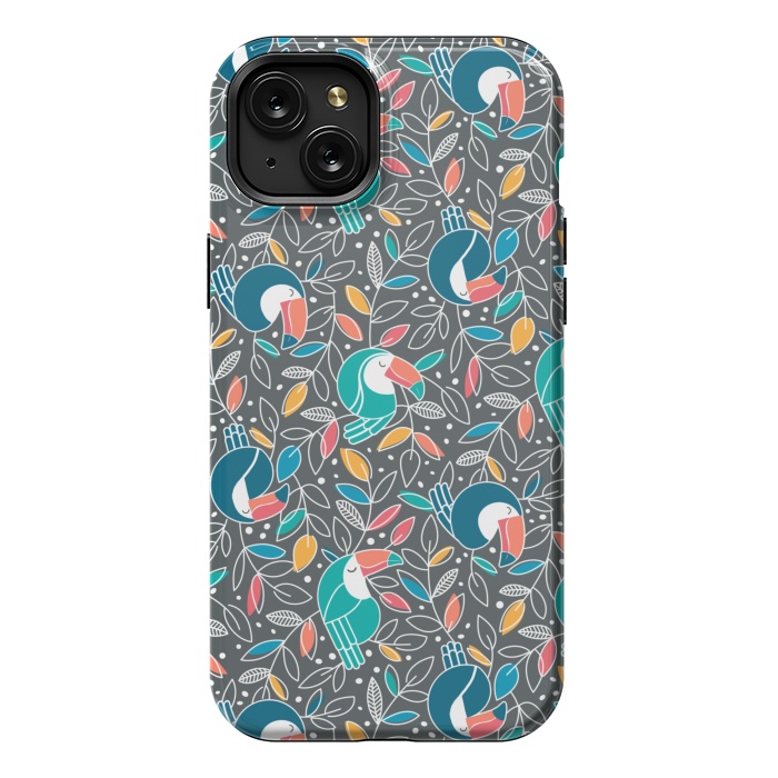 iPhone 15 Plus StrongFit Tossed Toucan by gingerlique
