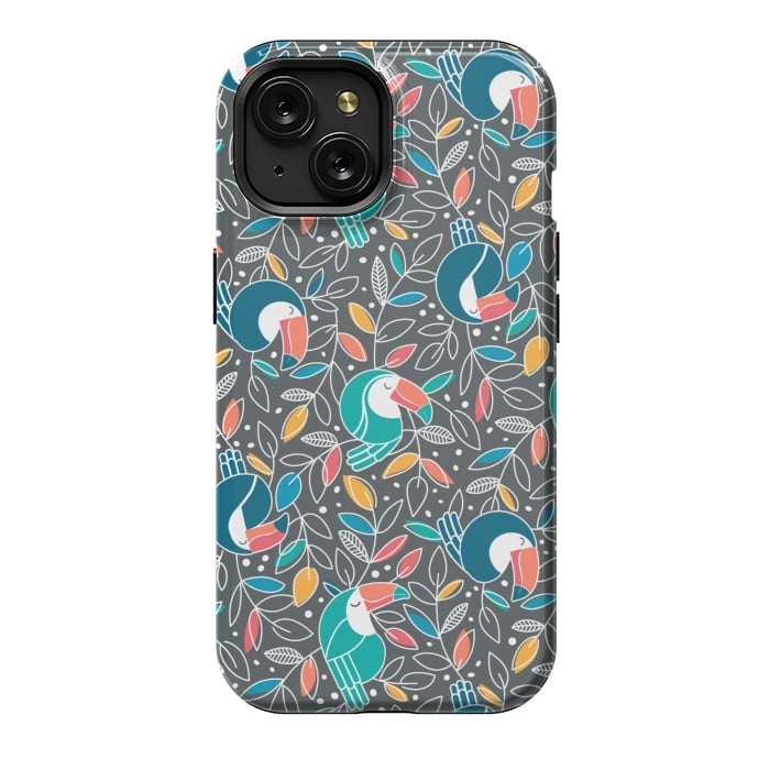 iPhone 15 StrongFit Tossed Toucan by gingerlique