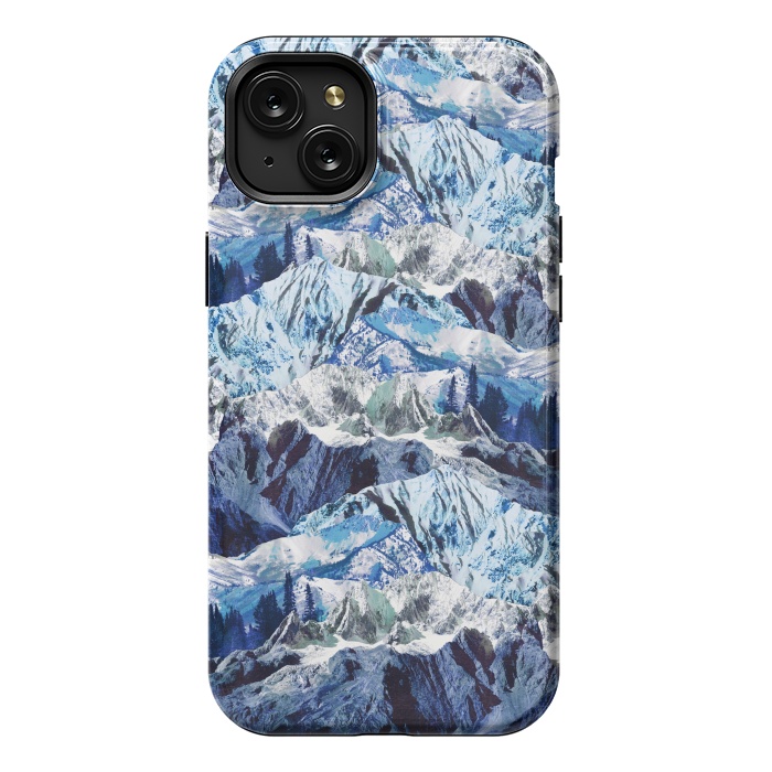 iPhone 15 Plus StrongFit Fantasy mountain landscape blue rock textures by Oana 