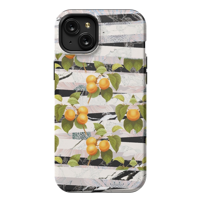 iPhone 15 Plus StrongFit Colorful peaches and marble stripes by Oana 