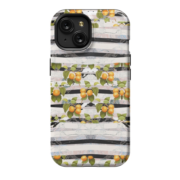 iPhone 15 StrongFit Colorful peaches and marble stripes by Oana 