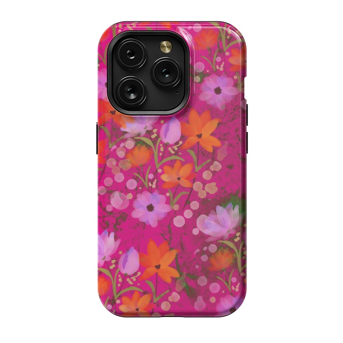 iPhone 15 Pro StrongFit Floral design watercolour floral bunch abstract design by Josie