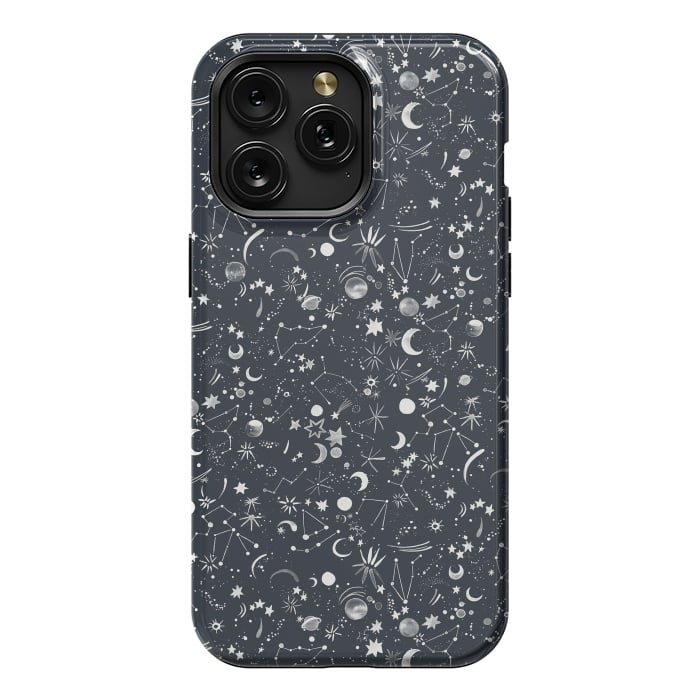iPhone 15 Pro Max StrongFit Planets Galaxy Constellations Dark by Ninola Design
