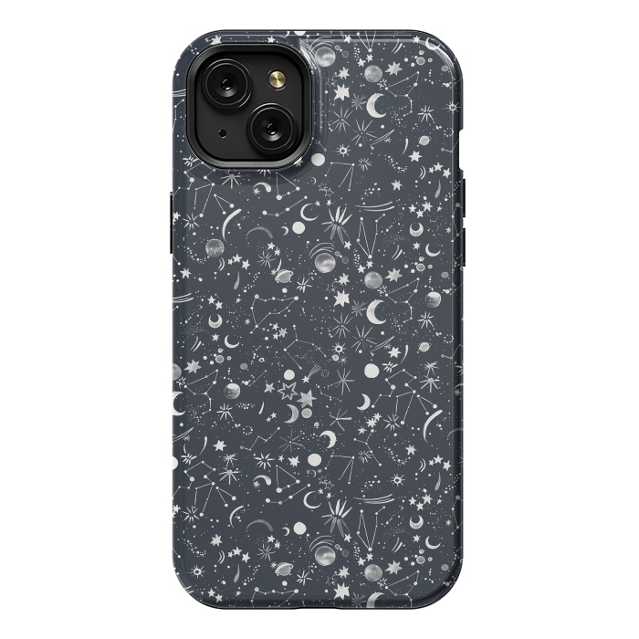 iPhone 15 Plus StrongFit Planets Galaxy Constellations Dark by Ninola Design