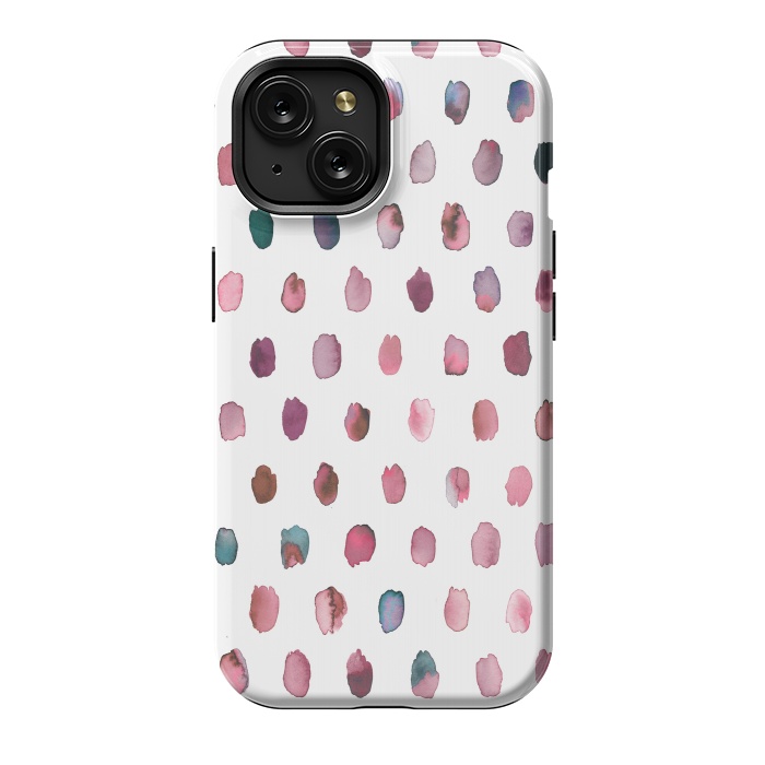 iPhone 15 StrongFit Artist Palette Pink Dots by Ninola Design